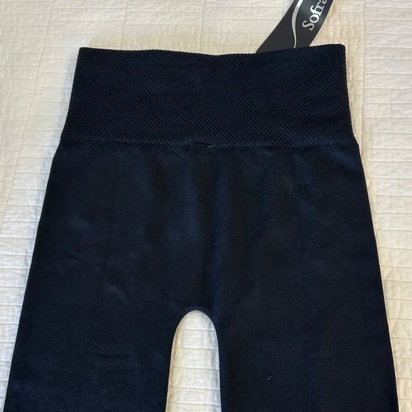 Lot of 2 Black Legging Fleece Lined Seamless High Rise Warm Cozy Bundle - Picture 5 of 6